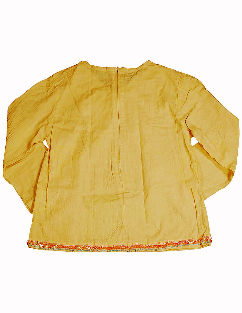 Cool Island Girls Crinkled Cotton and Sequin / Beading Long Sleeve Shirt Top