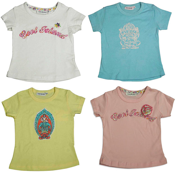 Cool Island Girls Cotton Short Sleeve T-shirt Logo Tee Shirt Top - 4 Colors
