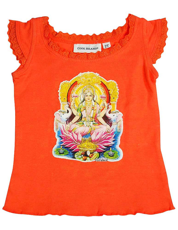 Cool Island Girls Cotton Short Cap Sleeve T-shirt Hindu Goddess Graphic Shirt Top